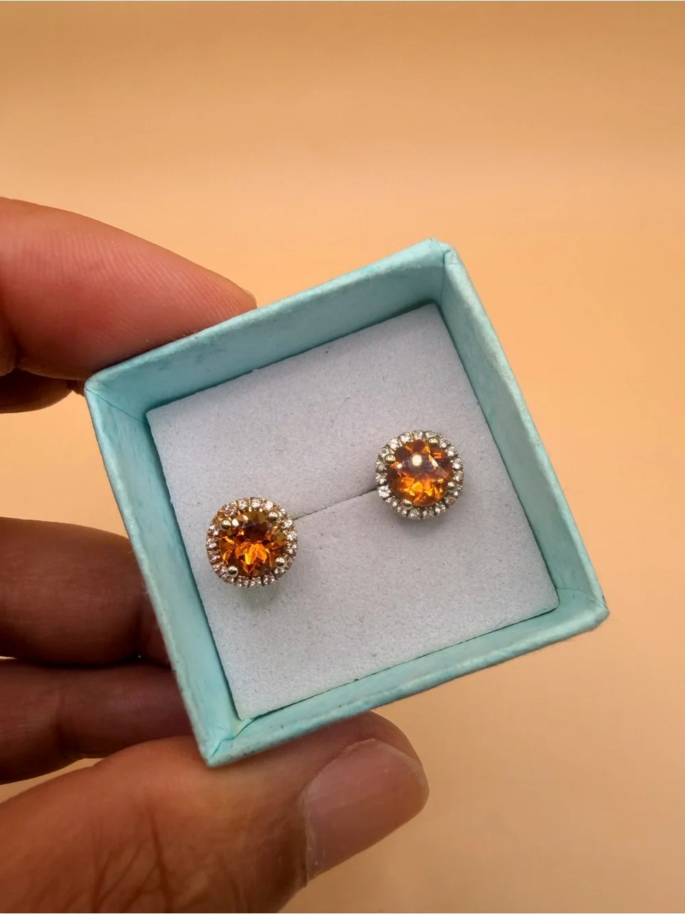 10k Yellow Gold Citrine & White Topaz Earrings. Firm Price Read Please.